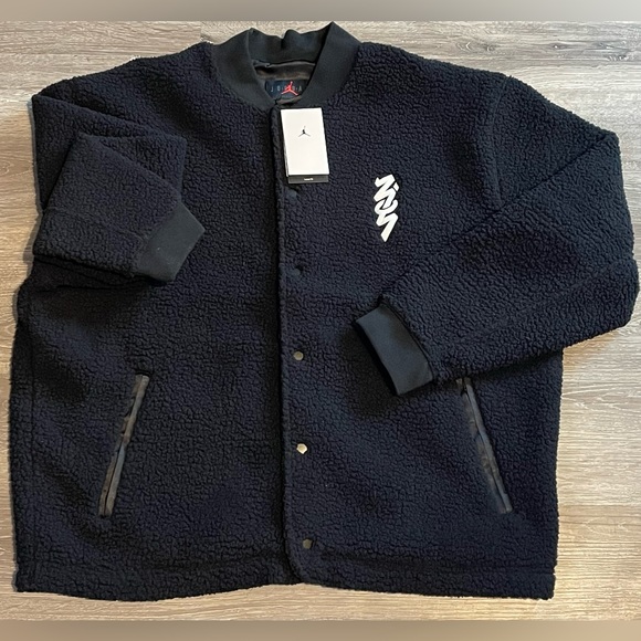 Jordan Zion Williamson Sherpa Fleece Button Up Jacket Mens Size XL DX0665-010 - Picture 1 of 11